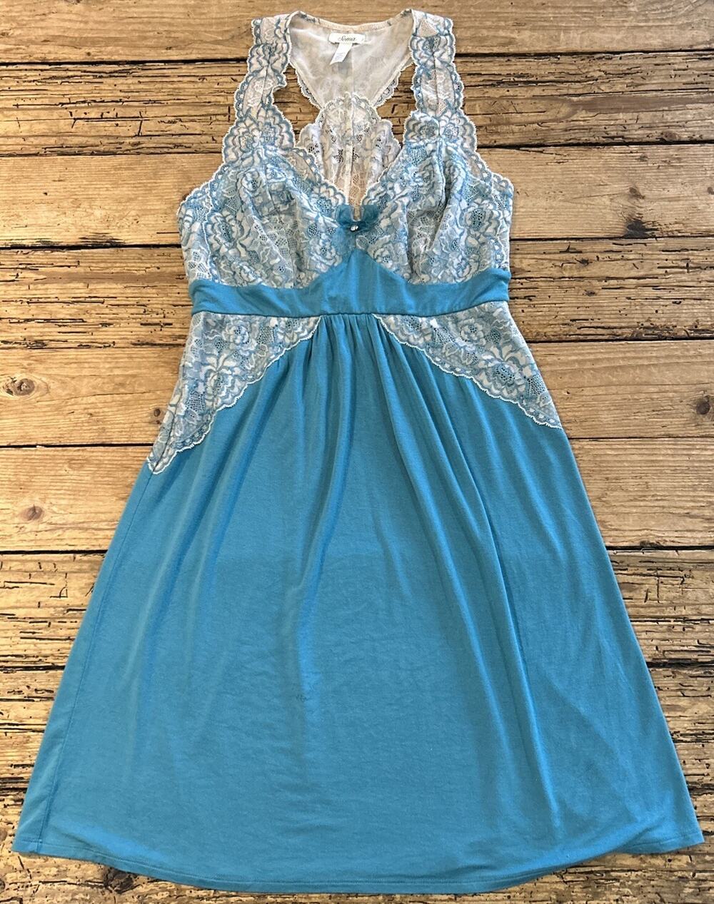 Soma Women’s Blue Lace Detail Lingerie Night Dress Size S